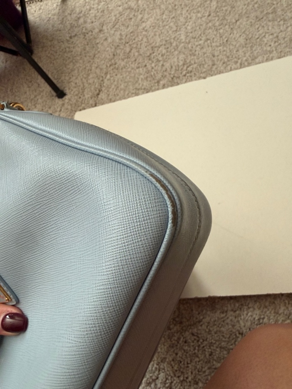 Prada Powder Blue Saffiano Leather Shoulder Bag with Coin Pouch - Picture 5 of 6
